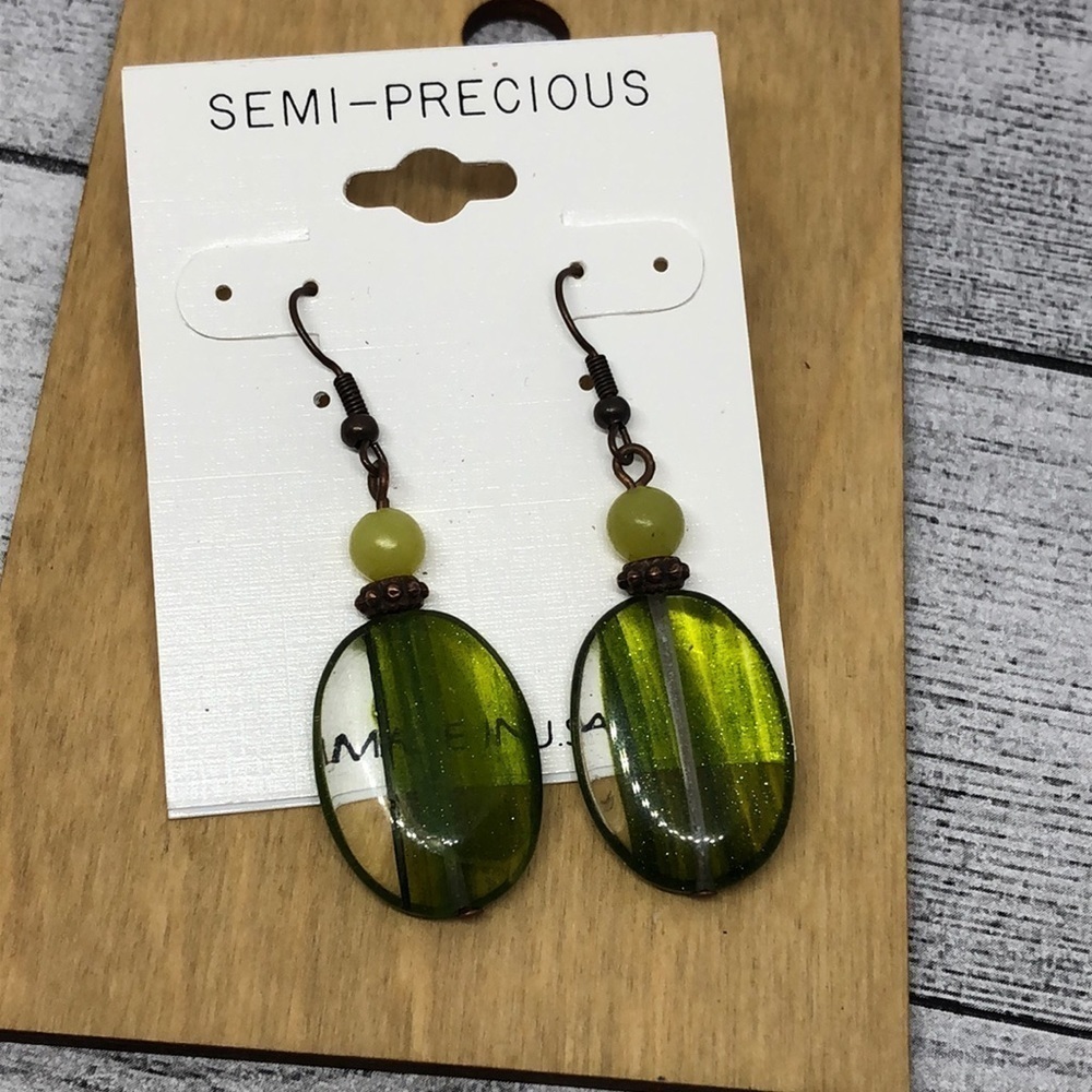 Artisan style stone and glass stement earrings